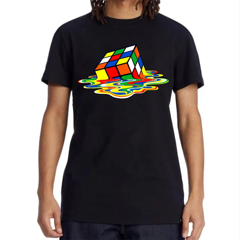 Summer Men's T-shirt High Quality 100% Cotton Magic Square Printing O-neck for Men T-shirt Casual Cool Hip Hop T-shirt Male Tops