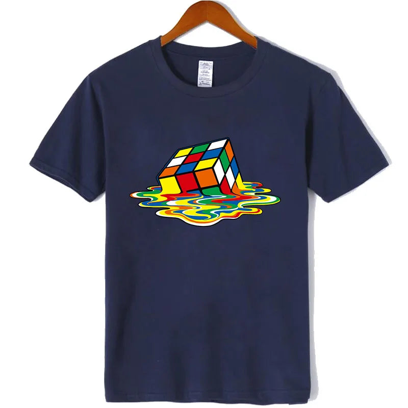 Summer Men's T-shirt High Quality 100% Cotton Magic Square Printing O-neck for Men T-shirt Casual Cool Hip Hop T-shirt Male Tops