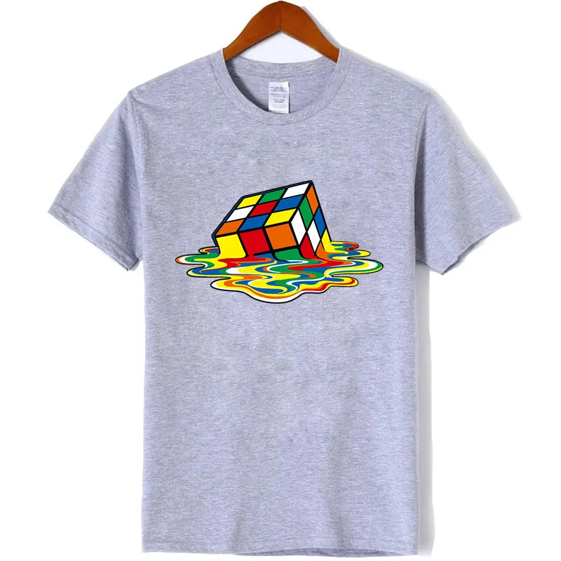 Summer Men's T-shirt High Quality 100% Cotton Magic Square Printing O-neck for Men T-shirt Casual Cool Hip Hop T-shirt Male Tops