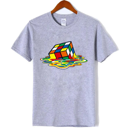Summer Men's T-shirt High Quality 100% Cotton Magic Square Printing O-neck for Men T-shirt Casual Cool Hip Hop T-shirt Male Tops