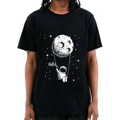 Summer Men T-shirt High Quality 100% Cotton Funny Spaceman Design Printing Casual Short Sleeve Cool Loose Tshirt Male Tops