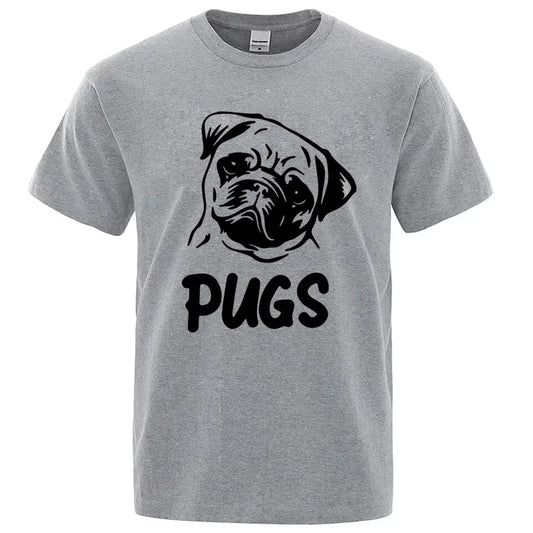 Men's T-shirt 100% Cotton Casual Pug Print Mens T Shirts Fashion Summer Casual Loose Men Tshirt Shirts Tops Men T-shirt Tees