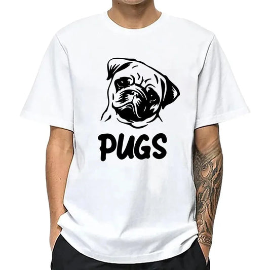Men's T-shirt 100% Cotton Casual Pug Print Mens T Shirts Fashion Summer Casual Loose Men Tshirt Shirts Tops Men T-shirt Tees