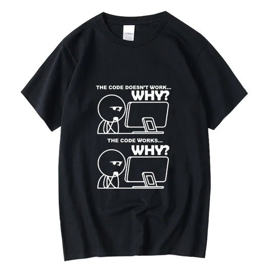 Men's T-shirt 100% Cotton Funny Programmer Print Summer Loose O-neck Cool  for Men Short Sleeve T-shirt Male Tees High Quality